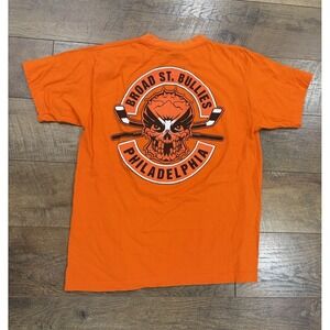 Vintage Y2k Philadelphia Flyers Broad Street Bullies Skull Graphic Tee Orange M